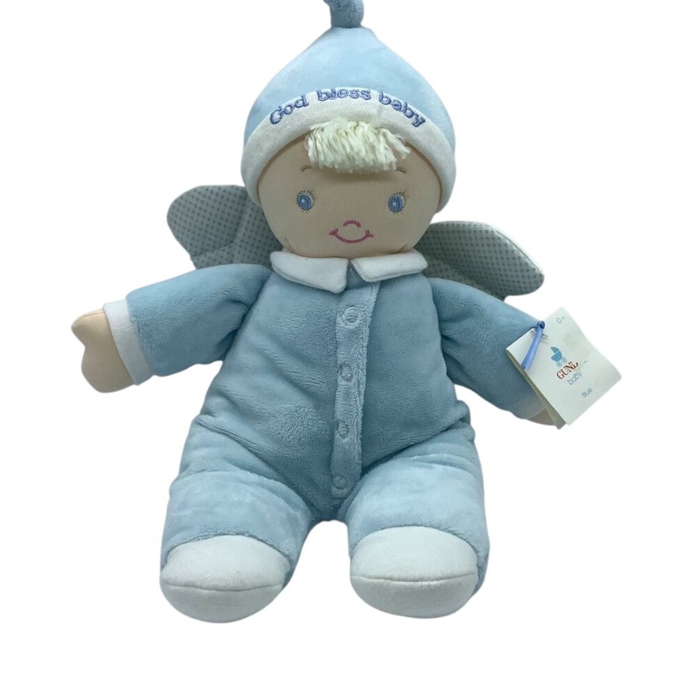 Gund Little‎ Blessing God Bless Baby Angel Plush Soft Stuffed Doll Blue 14"